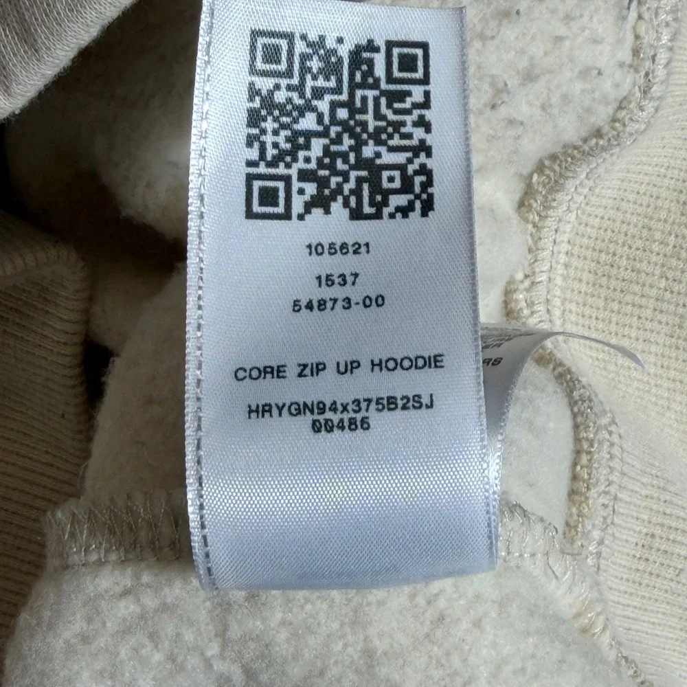 True Religion Mens Cream Full Zip Horseshoe Logo Fleece Hoodie Size Large L